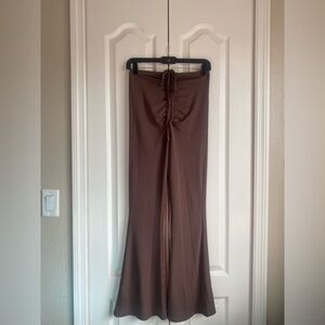 SHEIN Brown Flared mid-rise pants with front tie ruched detail in a women’s XS.